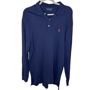 Polo Golf Ralph Lauren Mens Long Sleeve Polo Navy Blue Embroidered Pony Size L